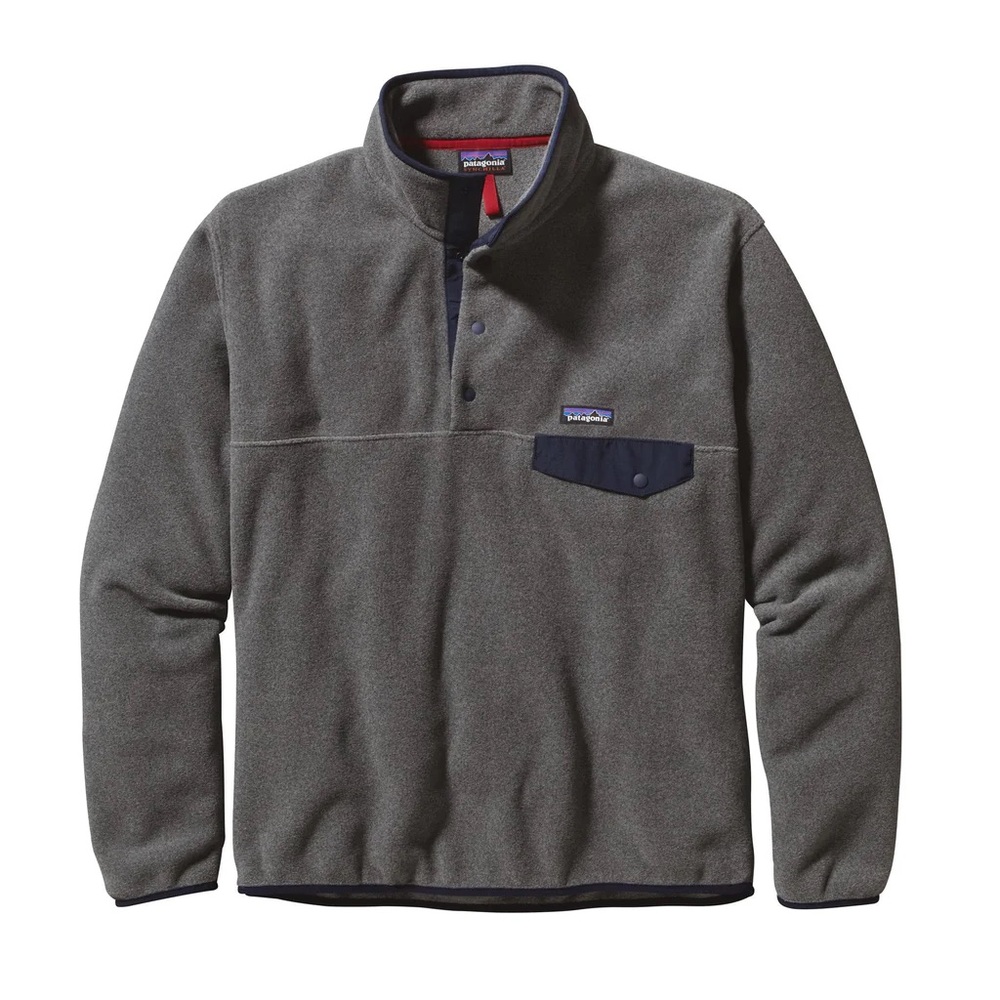 Patagonia Men's Lightweight Synchilla Snap-T Fleece Pullover Nickel w Navy Blue